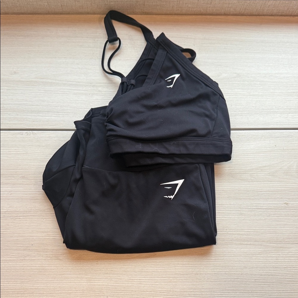 Gymshark Black Sports Bra and Shorts